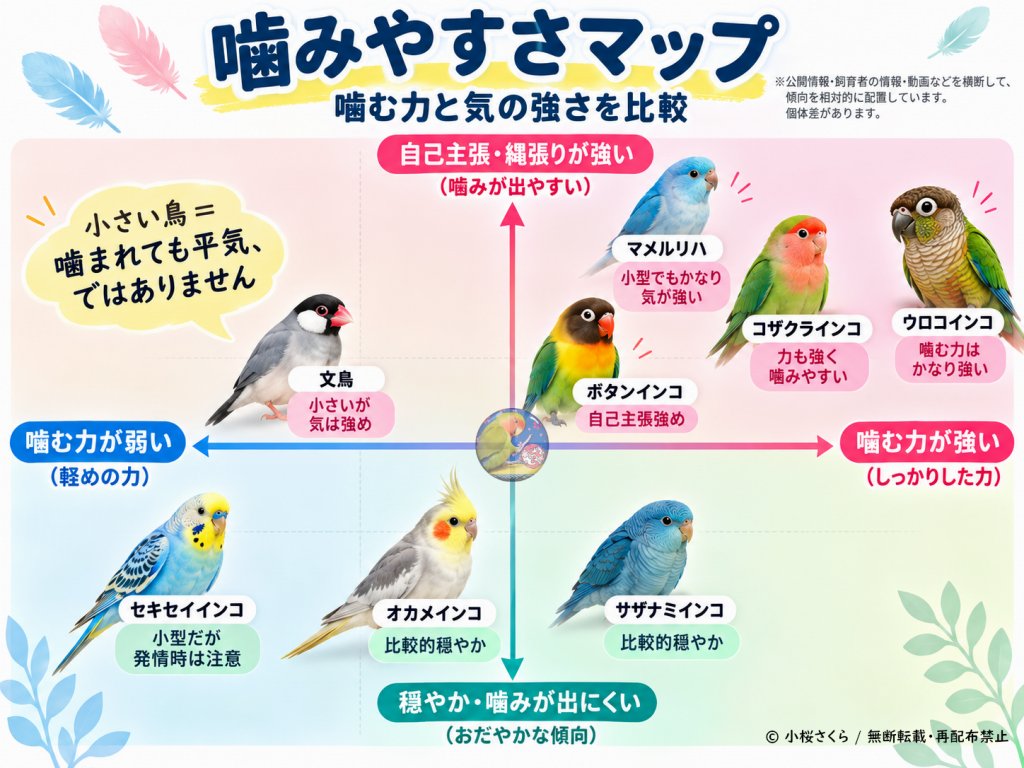 小さい鳥でも噛まれると意外に痛い